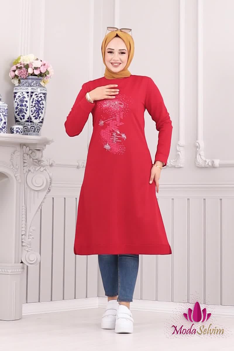 moda selvim Tunic 5591ZNN863 Red - Thumbnail