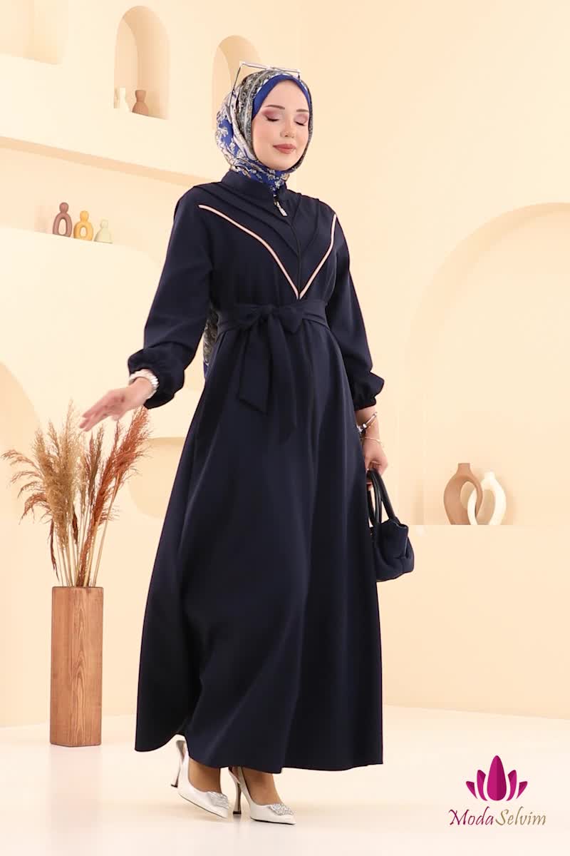 moda selvim عباءة كحلي 2682SL432 - Thumbnail