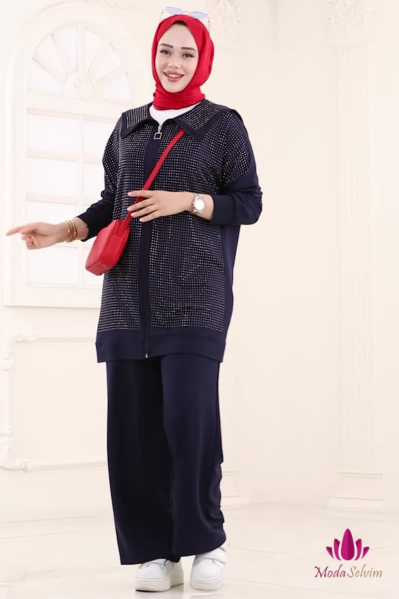 moda selvim طقم كحلي 3335UZ662 - Thumbnail