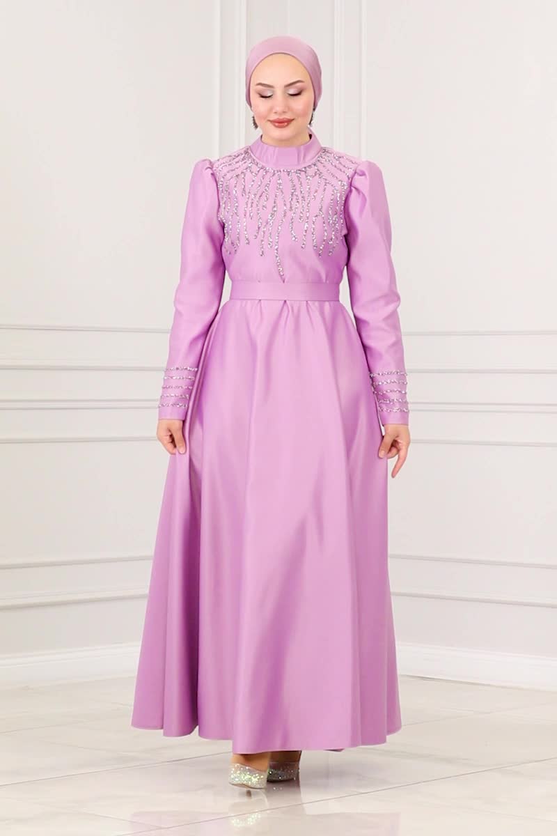 moda selvim Evening Wear 6547YG95 Lilac - Thumbnail