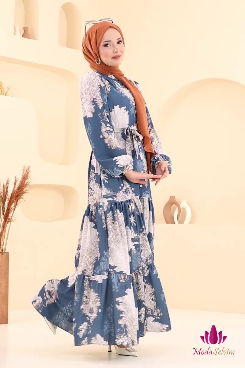 moda selvim الفستان نمط 1 بيج 4458BRZ597 - Thumbnail