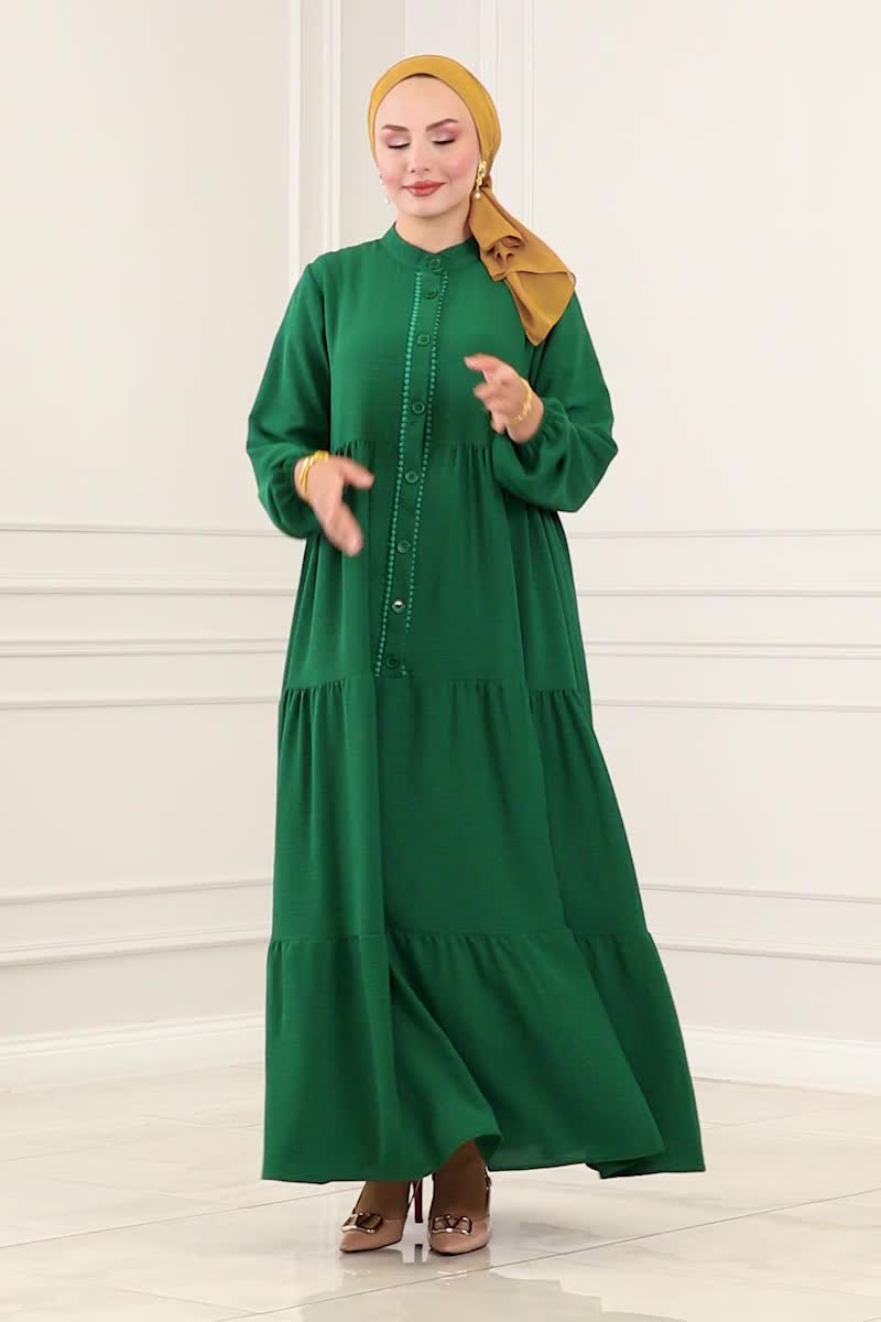 moda selvim Dress 340MP806 Emerald - Thumbnail