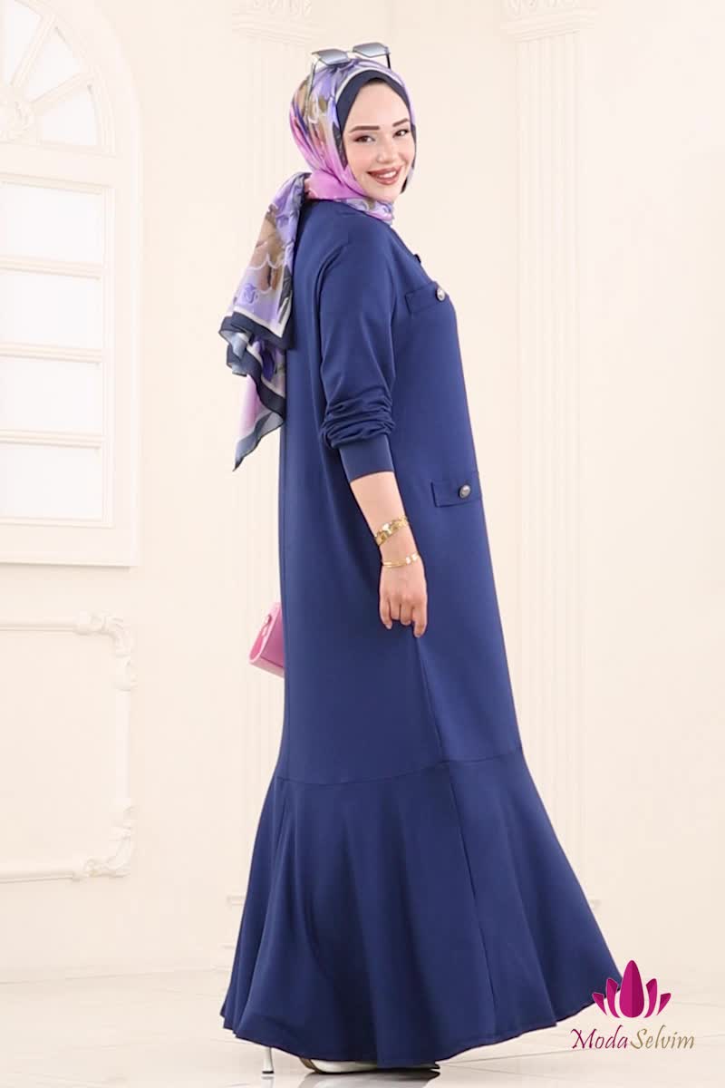 moda selvim الفستان كحلي فاتح 3315UZ662 - Thumbnail