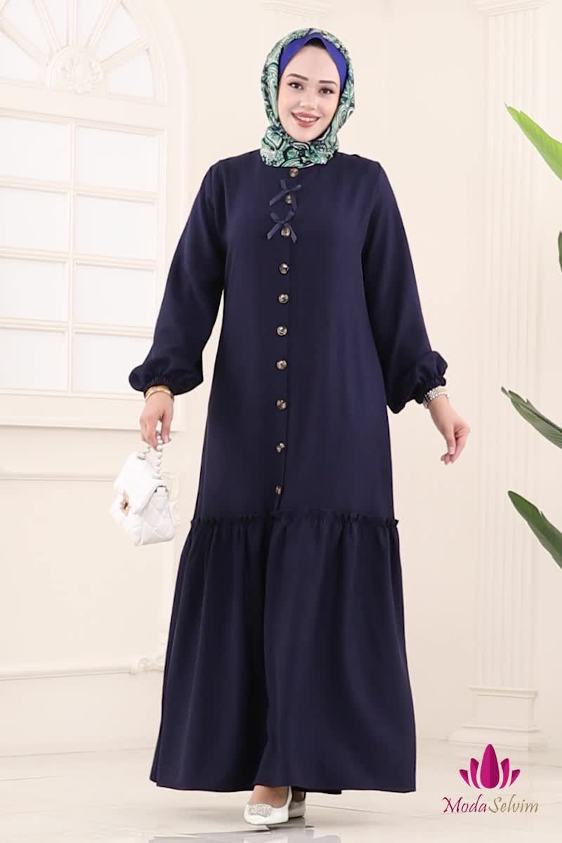 moda selvim Dress 4115PM271 Navy Blue - Thumbnail