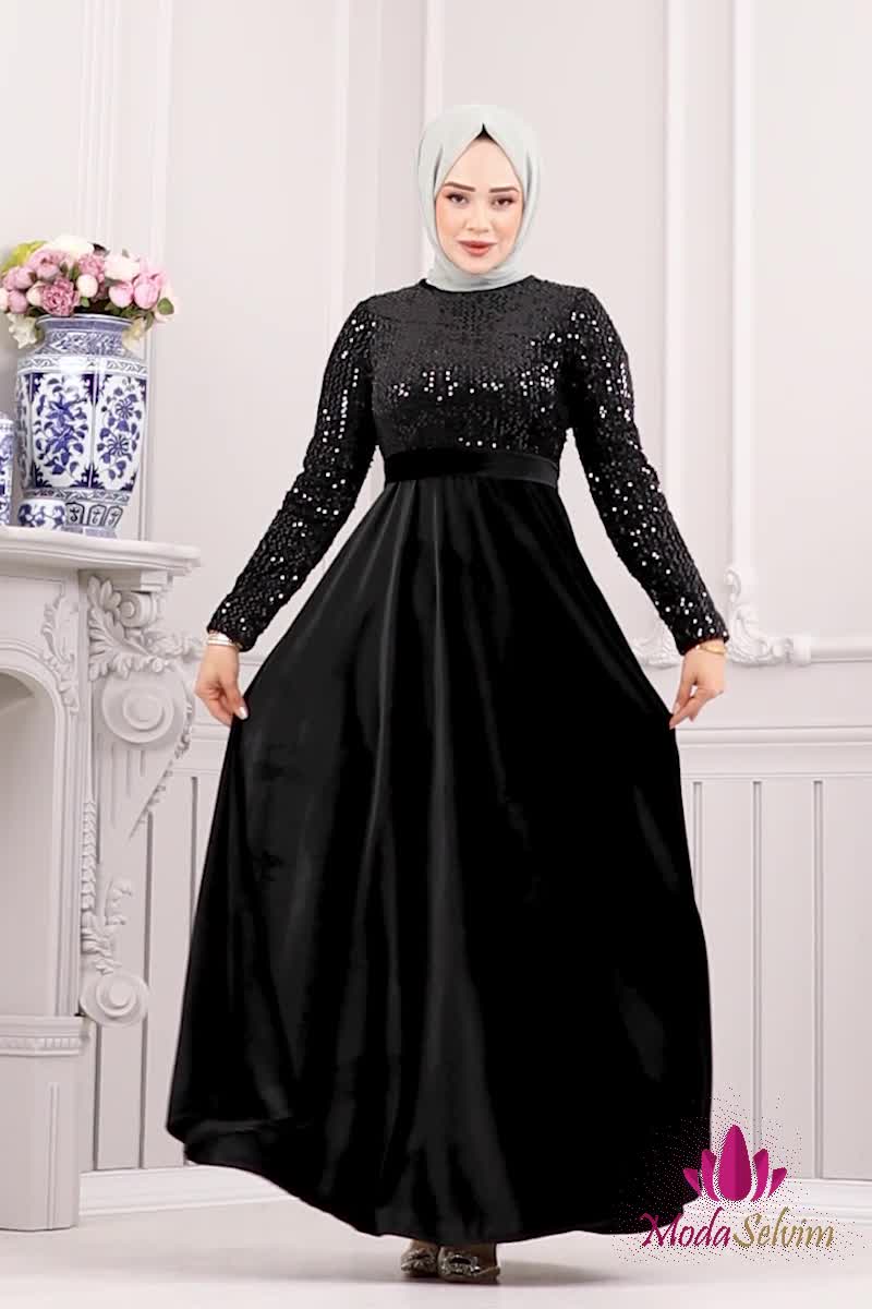 moda selvim Evening Dress 2015MEY846 Black - Thumbnail