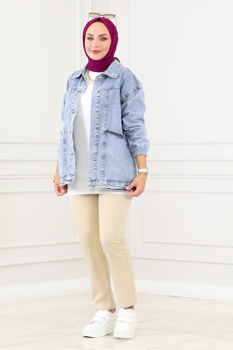 moda selvim JACKET 20393ETT926 Washed Jeans - Thumbnail