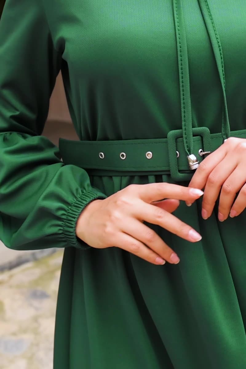 moda selvim Dress 4003YNS793 Emerald - Thumbnail