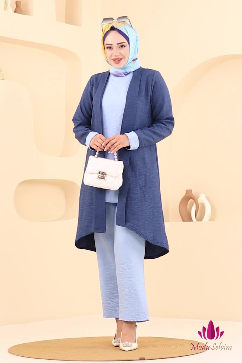 moda selvim طقم كحلي وأزرق فاتح 3129HBS856 - Thumbnail