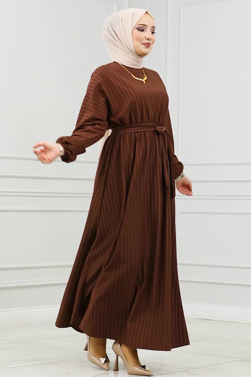 moda selvim Dress 3024HBS856 Brown - Thumbnail