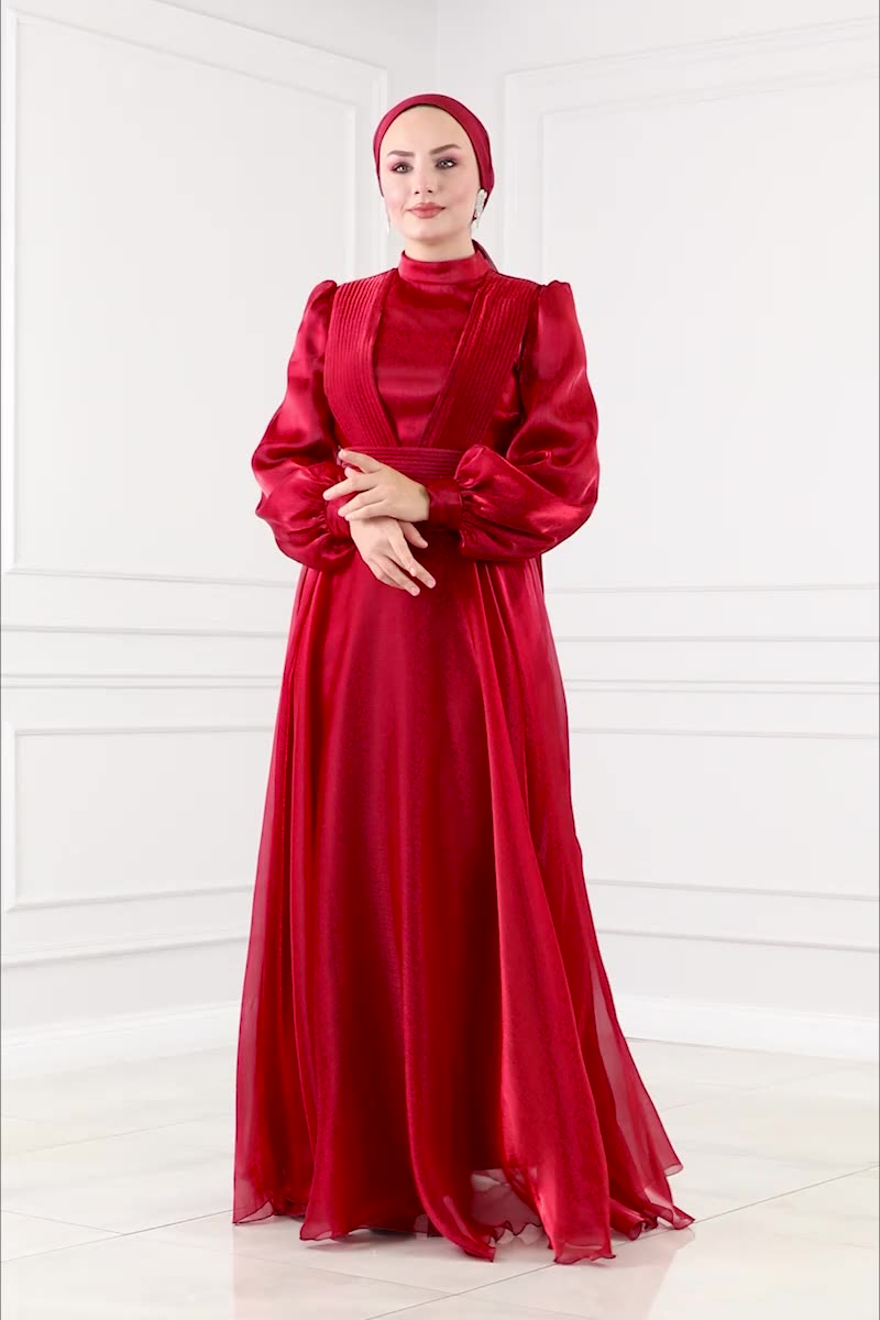 moda selvim Evening Wear 4570D170 Claret Red - Thumbnail