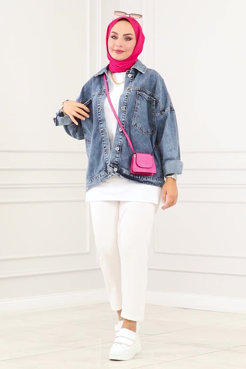 moda selvim Jacket 16700ETT926 Denim - Thumbnail