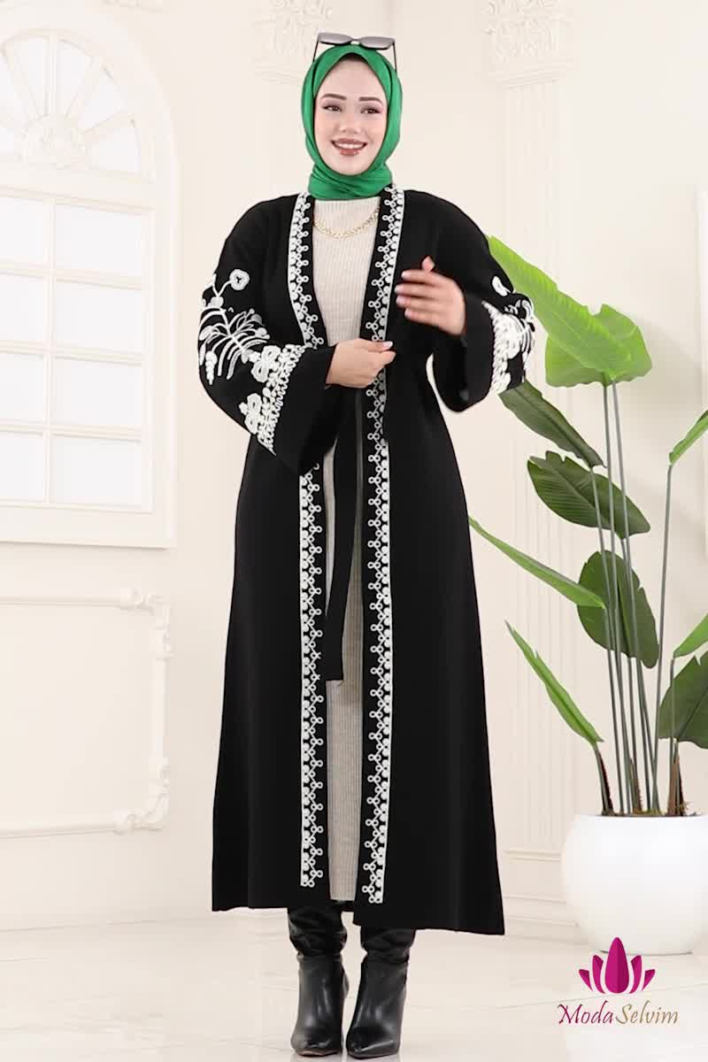 moda selvim Cardigan 10493KL398 Black - Thumbnail