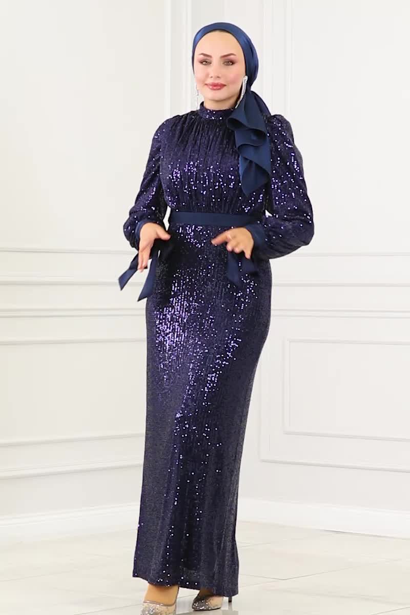 moda selvim EVENING DRESS 4667D170 Navy Blue - Thumbnail