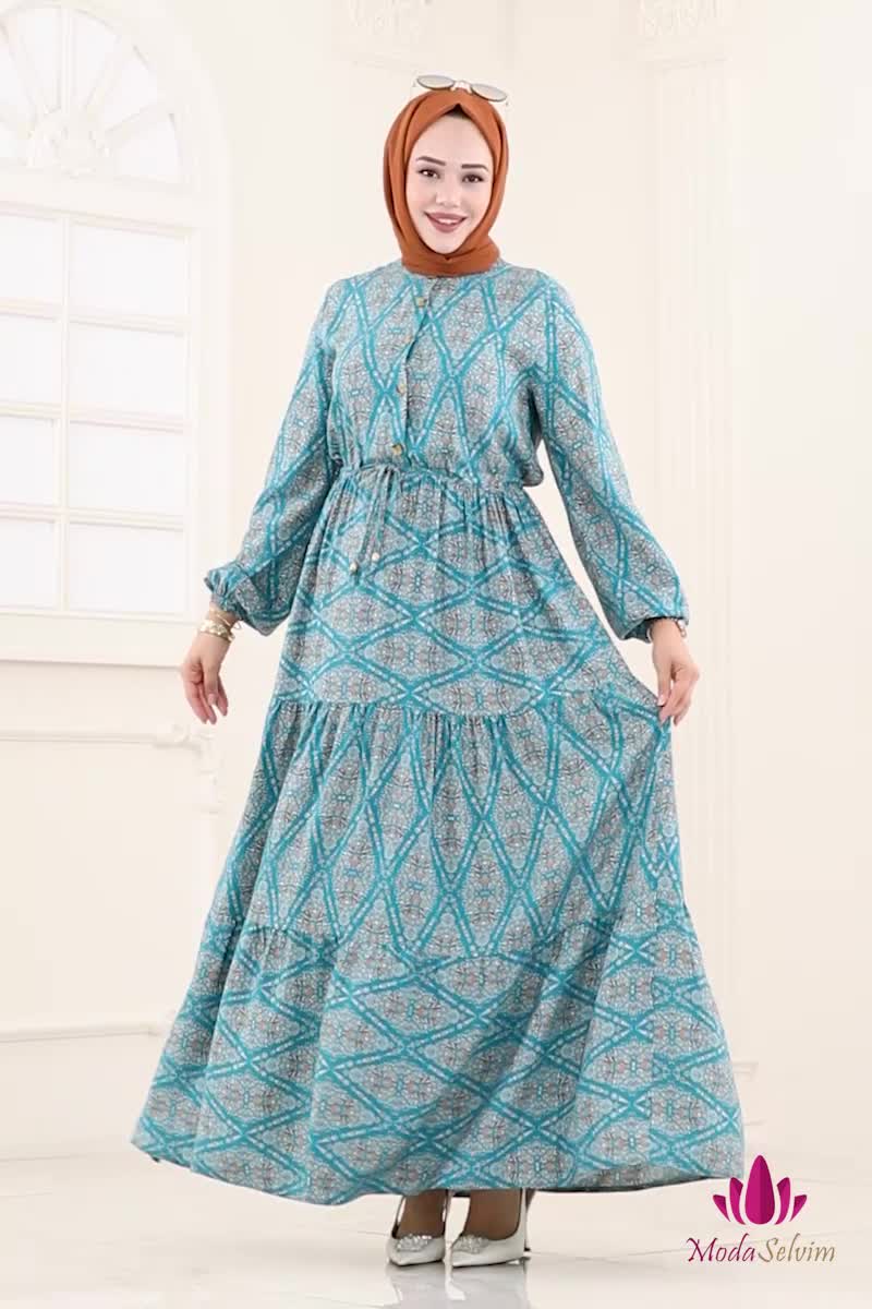 moda selvim الفستان بترولي 7109ERK1158 - Thumbnail