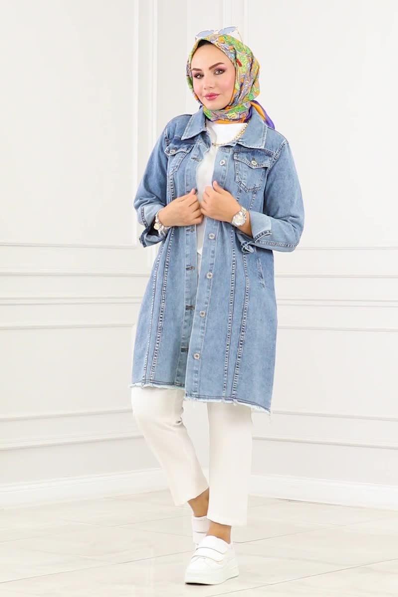 moda selvim JACKET 20369ETT926 Washed Jeans - Thumbnail