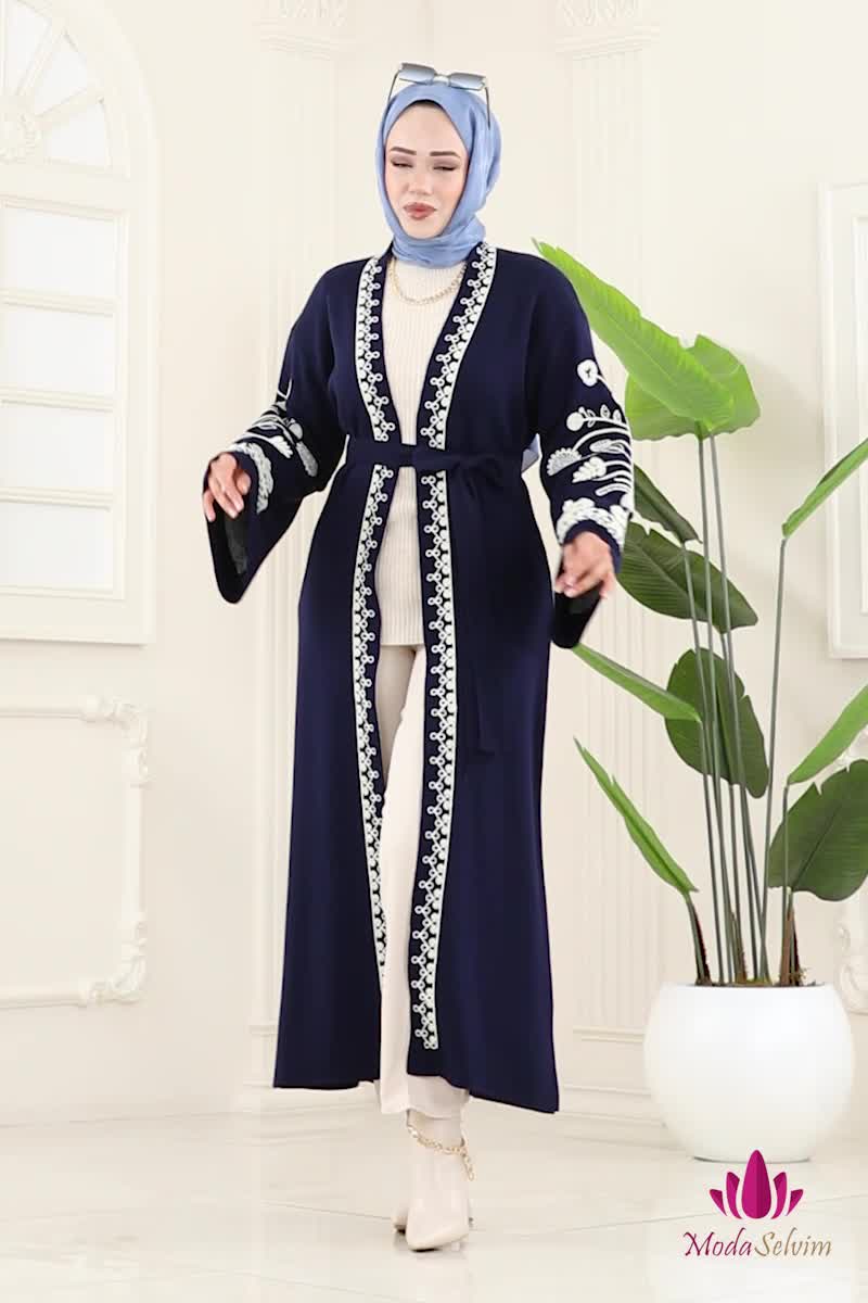 moda selvim سترة خفيفة كحلي 10493KL398 - Thumbnail