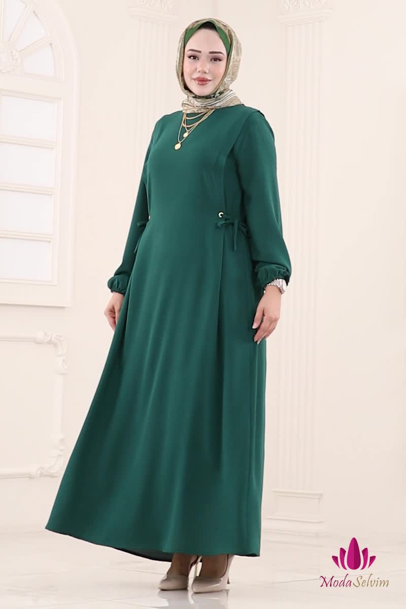 moda selvim Dress 1164ERK1158 Emerald - Thumbnail