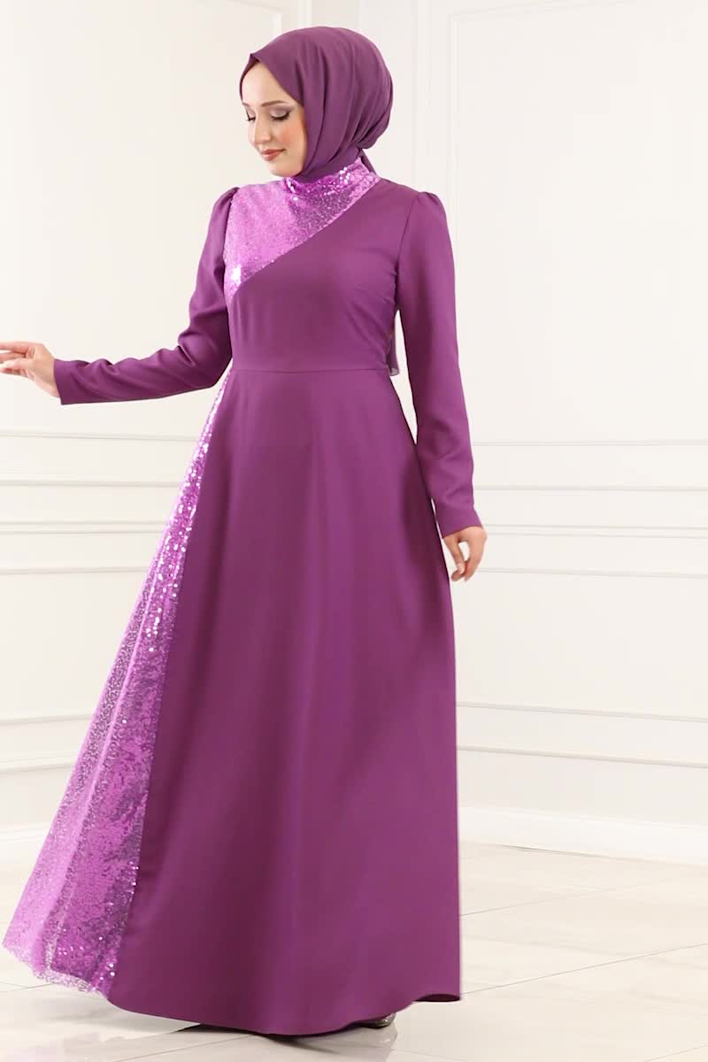 moda selvim Dress ASM2719 Lilac - Thumbnail