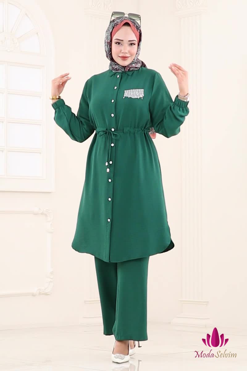 moda selvim طقم زيتي 438DVL817 - Thumbnail