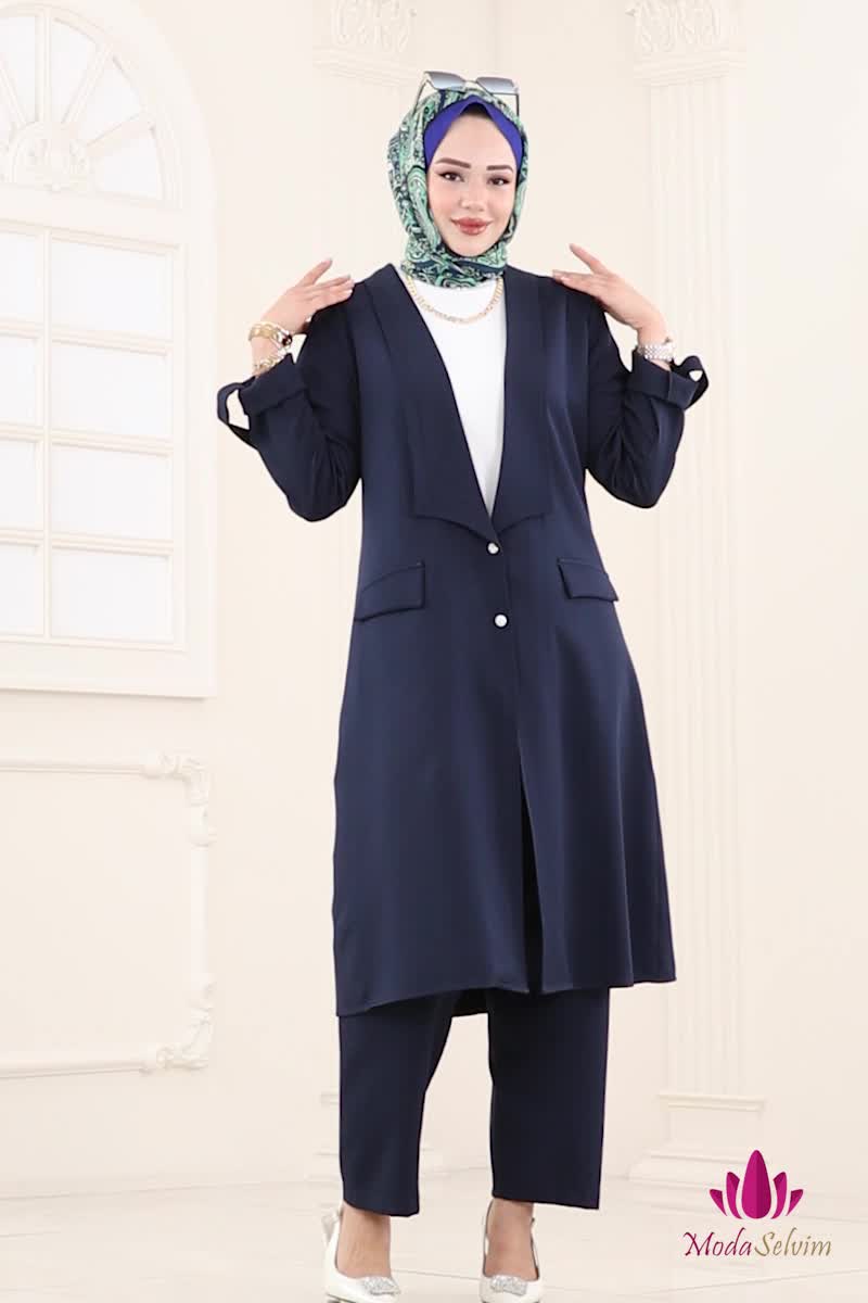 moda selvim طقم كحلي 9163PLK541 - Thumbnail