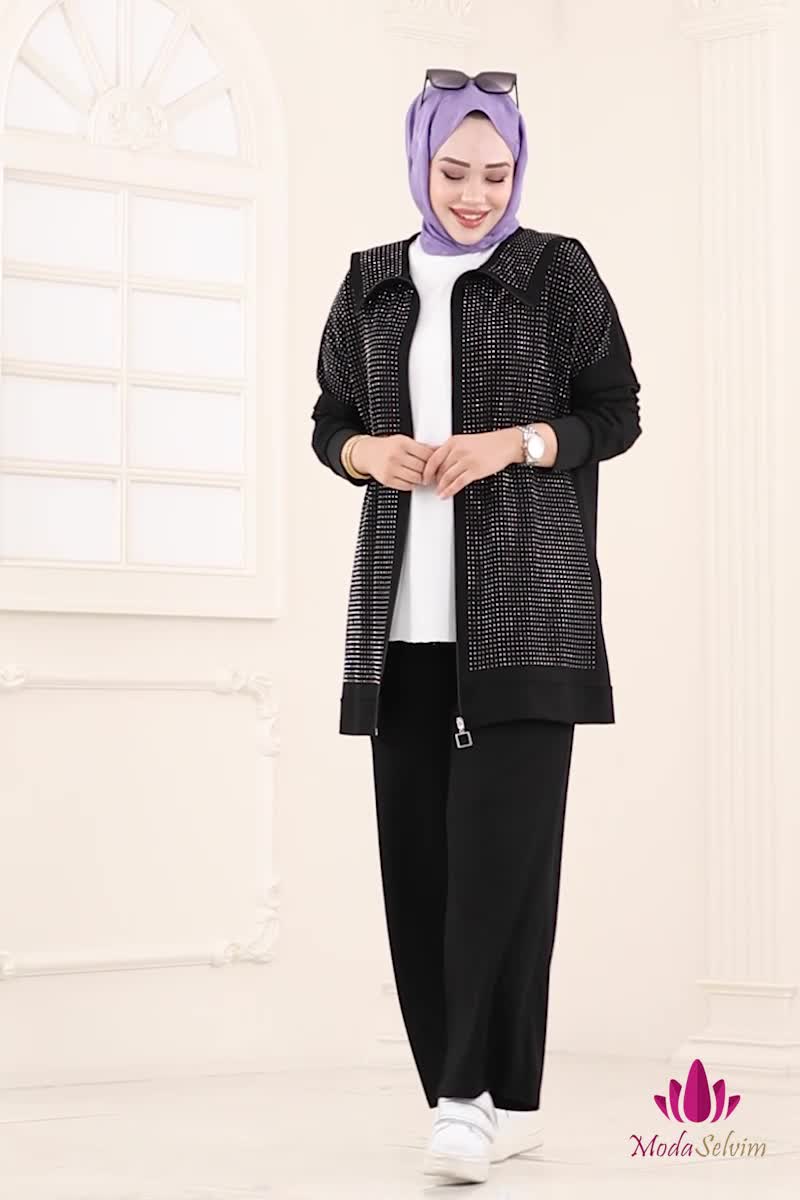 moda selvim طقم أسود 3335UZ662 - Thumbnail