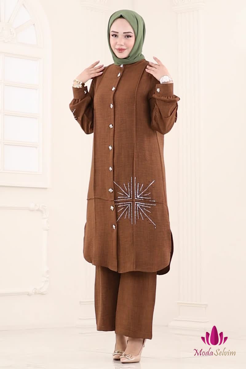 moda selvim طقم بني 447DVL817 - Thumbnail