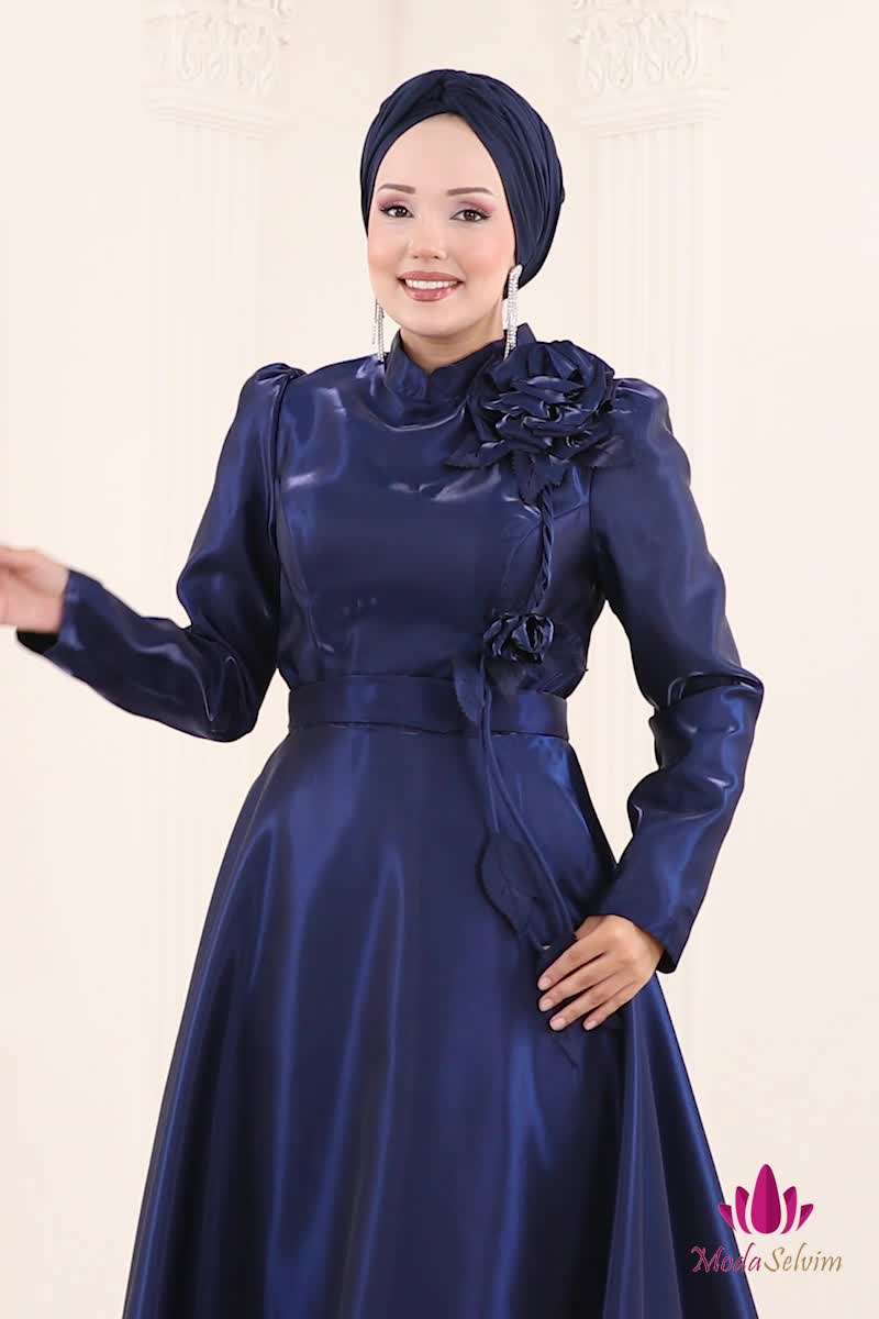 moda selvim فستان سهرة كحلي 5150D170 - Thumbnail