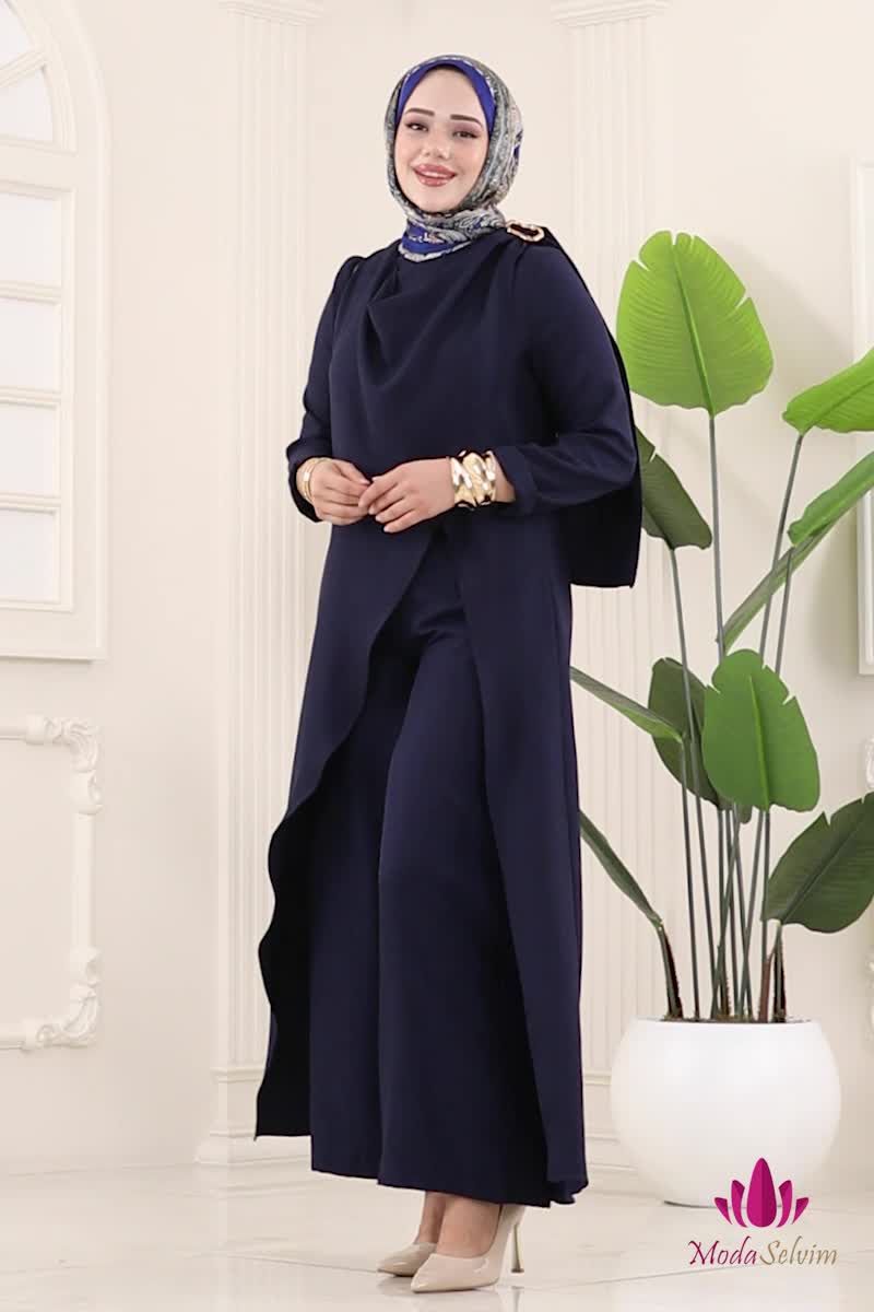 moda selvim طقم كحلي 2005FON792 - Thumbnail