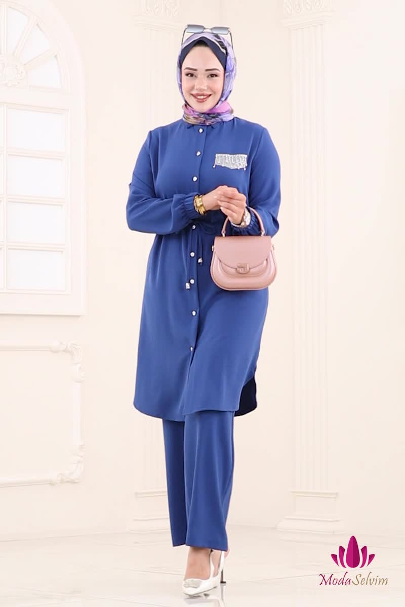 moda selvim طقم ازرق 438DVL817 - Thumbnail