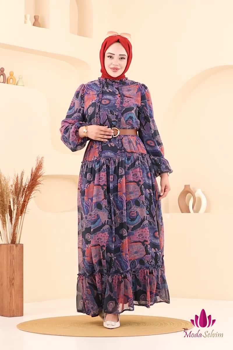 moda selvim الفستان برتقالي 5307AL357 - Thumbnail