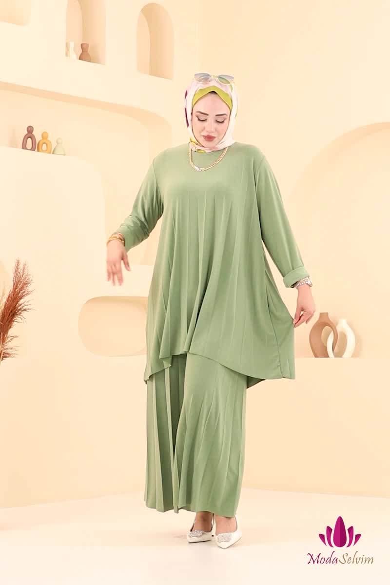 moda selvim طقم أخضر عشبي 5005AF553 - Thumbnail