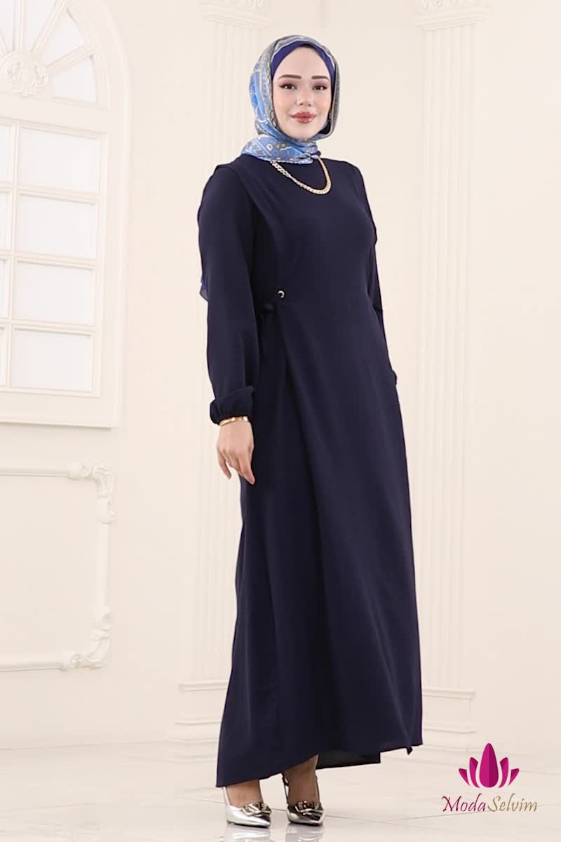 moda selvim Dress 1164ERK1158 Navy Blue - Thumbnail
