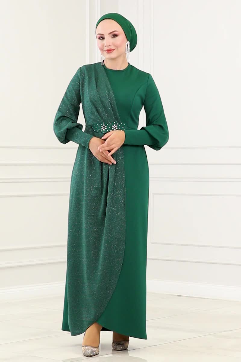 moda selvim Dress ASM2721 Emerald - Thumbnail