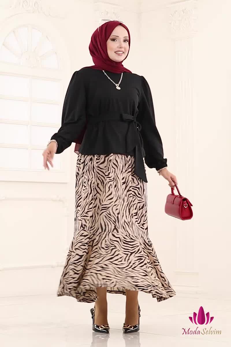 moda selvim Desenli Helen Etekli Takım 4114PM271 Desen1 Zebra&Vizyon - Thumbnail