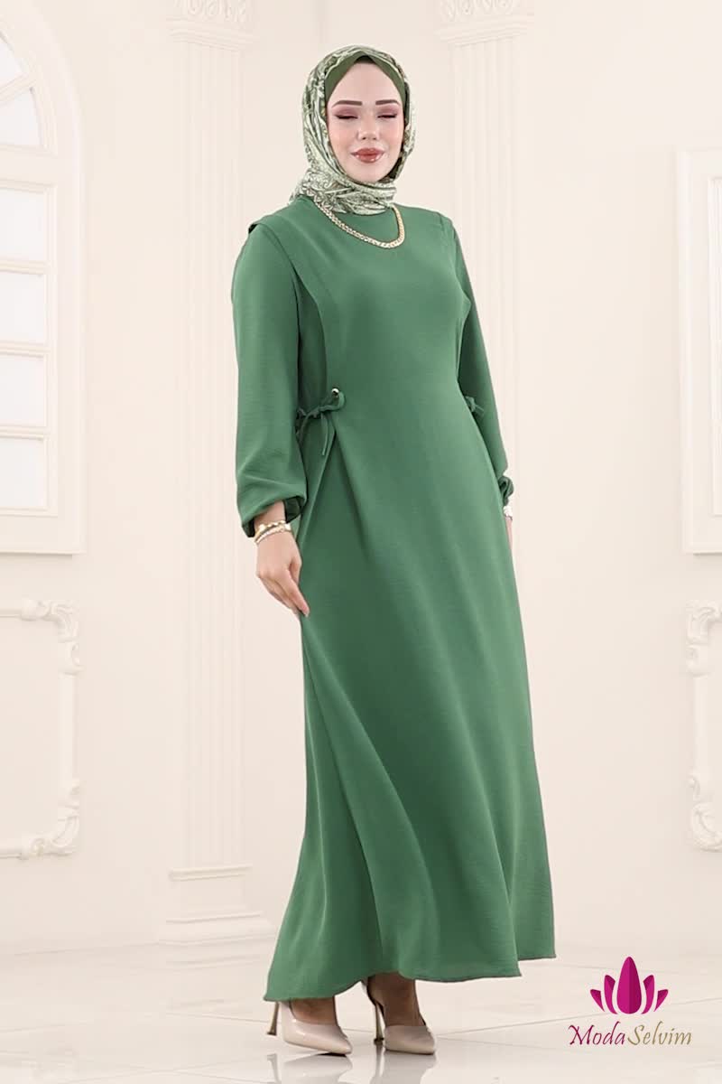 moda selvim Dress 1164ERK1158 Almond Green - Thumbnail
