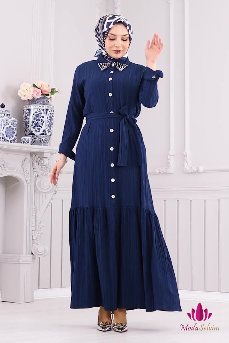 moda selvim الفستان كحلي 4063PM271 - Thumbnail