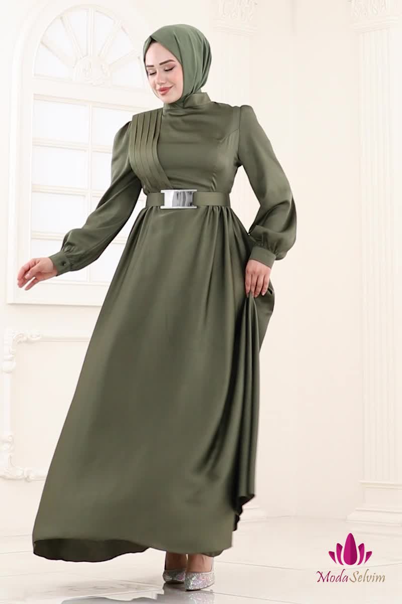 moda selvim فستان سهرة اخضر عفني 5695EDF311 - Thumbnail