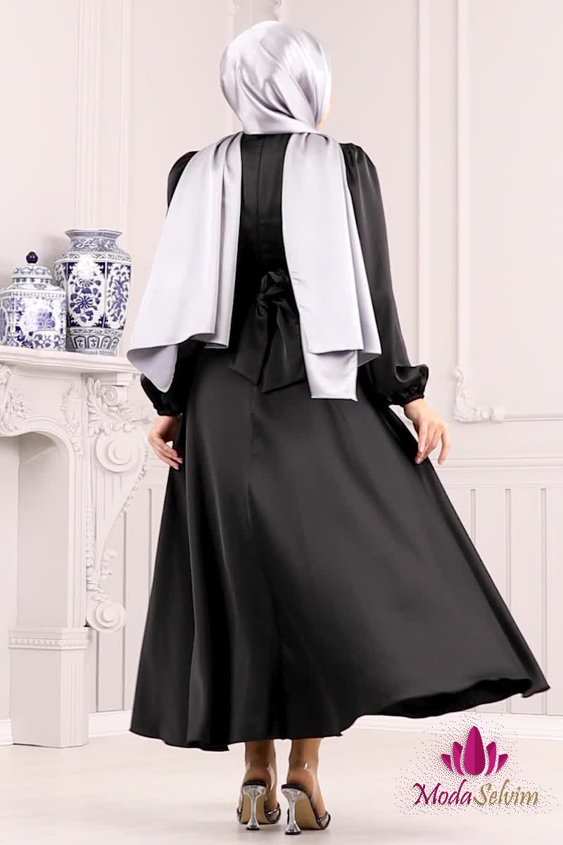 moda selvim فستان سهرة أسود 5603EDF311 - Thumbnail