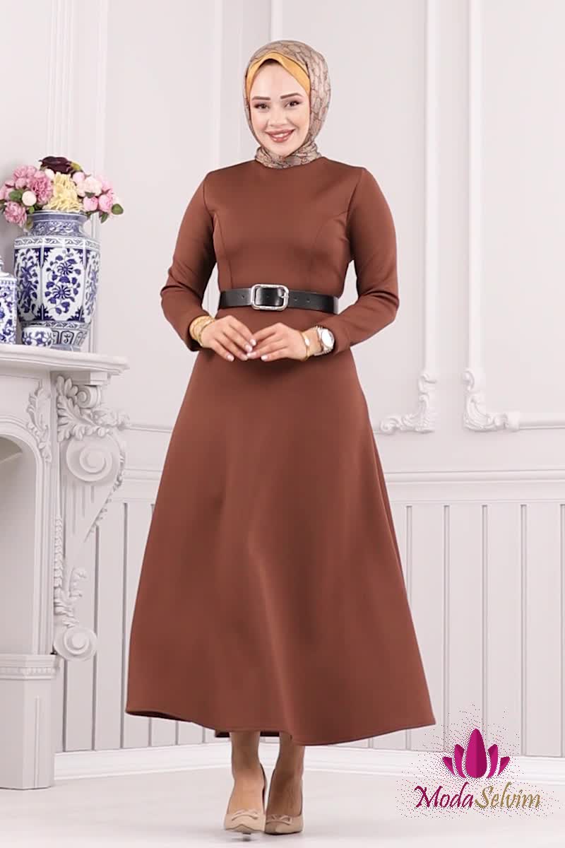 moda selvim Dress 710MP806 Brown - Thumbnail