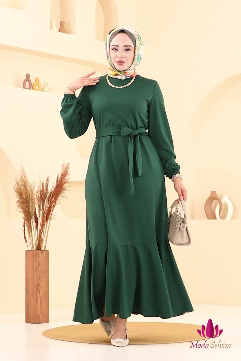 moda selvim الفستان زيتي 444DVL817 - Thumbnail