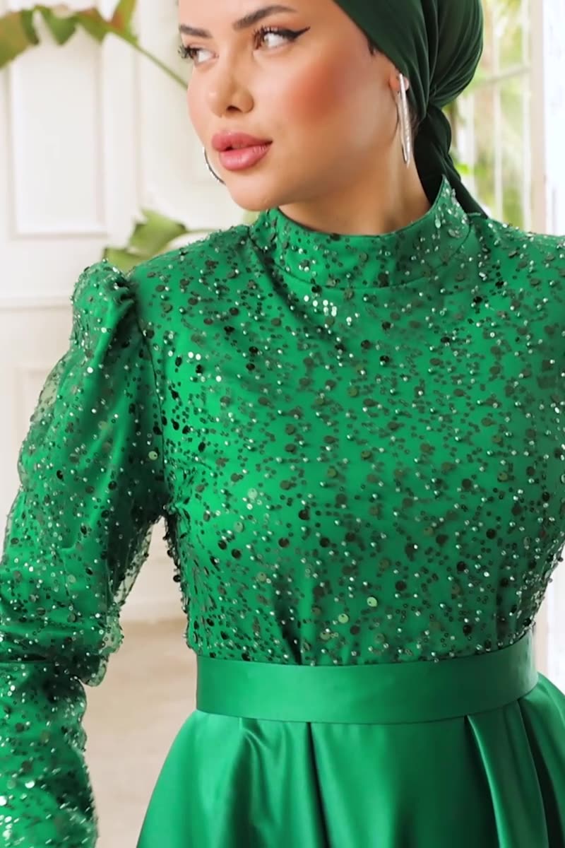 moda selvim Evening Wear 6544YG95 Emerald - Thumbnail