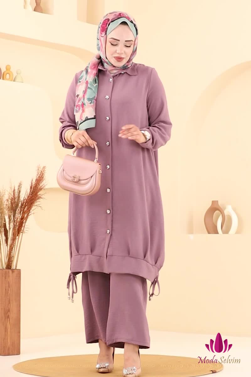 moda selvim طقم ليلكي غامق 389DVL817 - Thumbnail