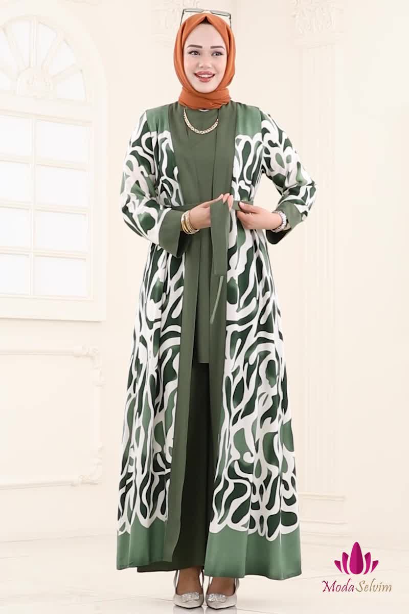 moda selvim طقم نمط 1 أخضر عفني 0345BG354 - Thumbnail