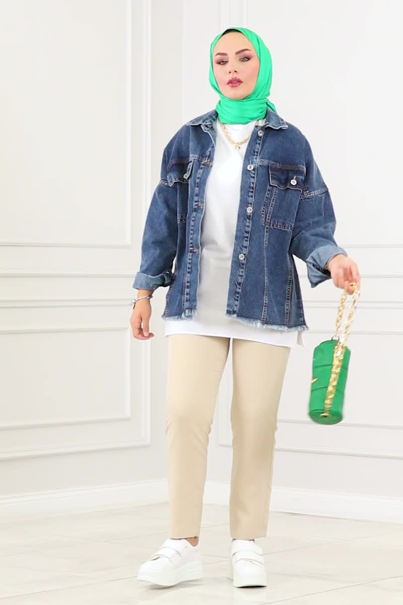 moda selvim Jacket 16697ETT926 Denim - Thumbnail