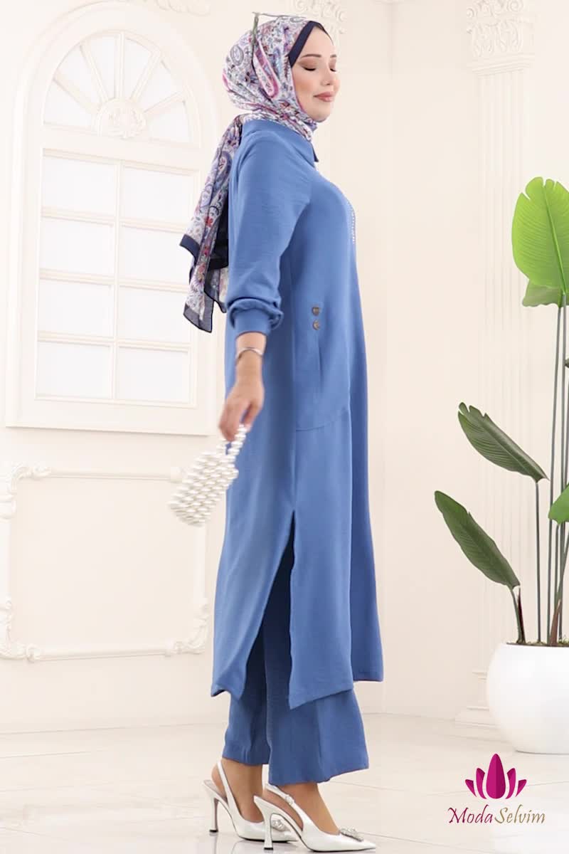 moda selvim طقم ازرق 446DVL817 - Thumbnail