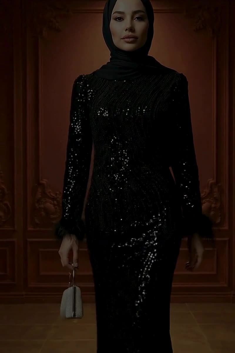 moda selvim Evening Dress 6539YG95 Black - Thumbnail