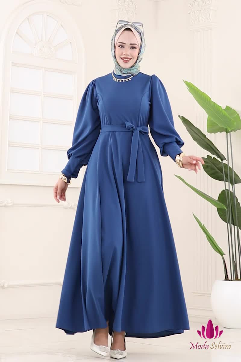 moda selvim الفستان ازرق 23031UKB139 - Thumbnail