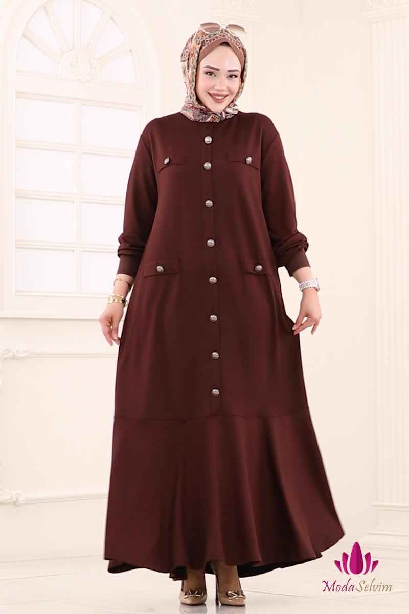 moda selvim Dress 3315UZ662 Brown - Thumbnail