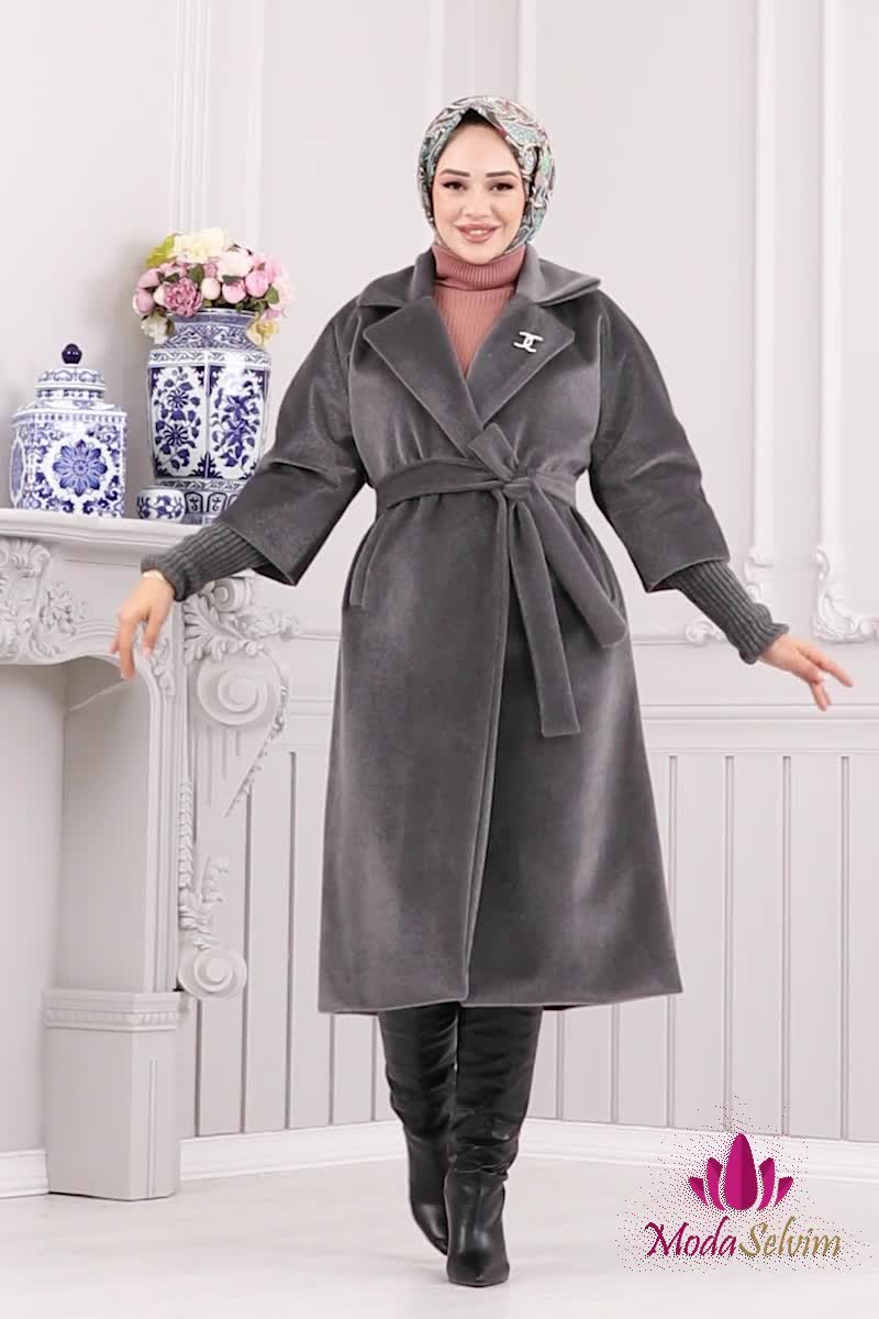 moda selvim Coat 4405AL357 Anthracite - Thumbnail