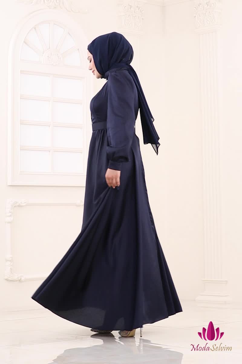 moda selvim فستان سهرة كحلي 5695EDF311 - Thumbnail